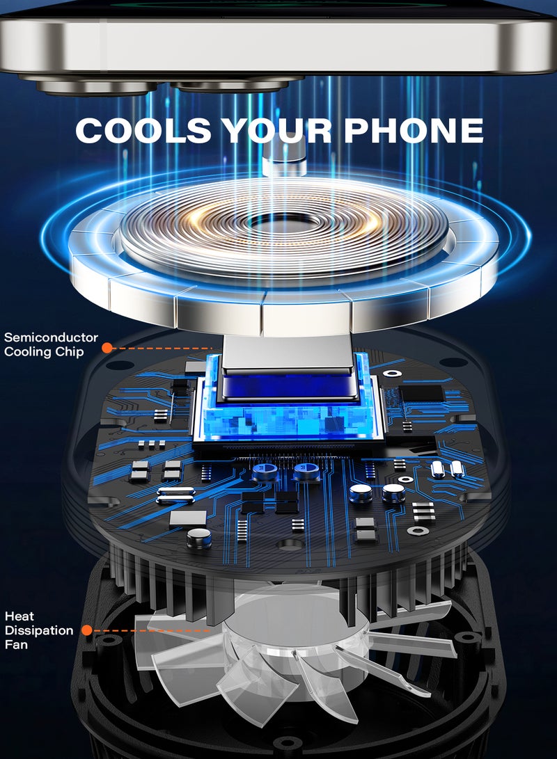A2C MagSafe Car Mount Charger, QI2 15W Wireless Car Charger with Semiconductor Cooler, Magnetic Car Charger for iPhone 16 15 14 13 12, Dash+Windshield+Vent Mount, PD 30W Adaptor Included - Image 4